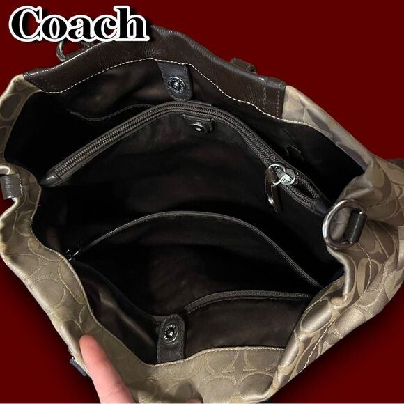 Coach Signature Khaki & Brown Tote Bag + Matching Wallet Set – EUC - Picture 7 of 13